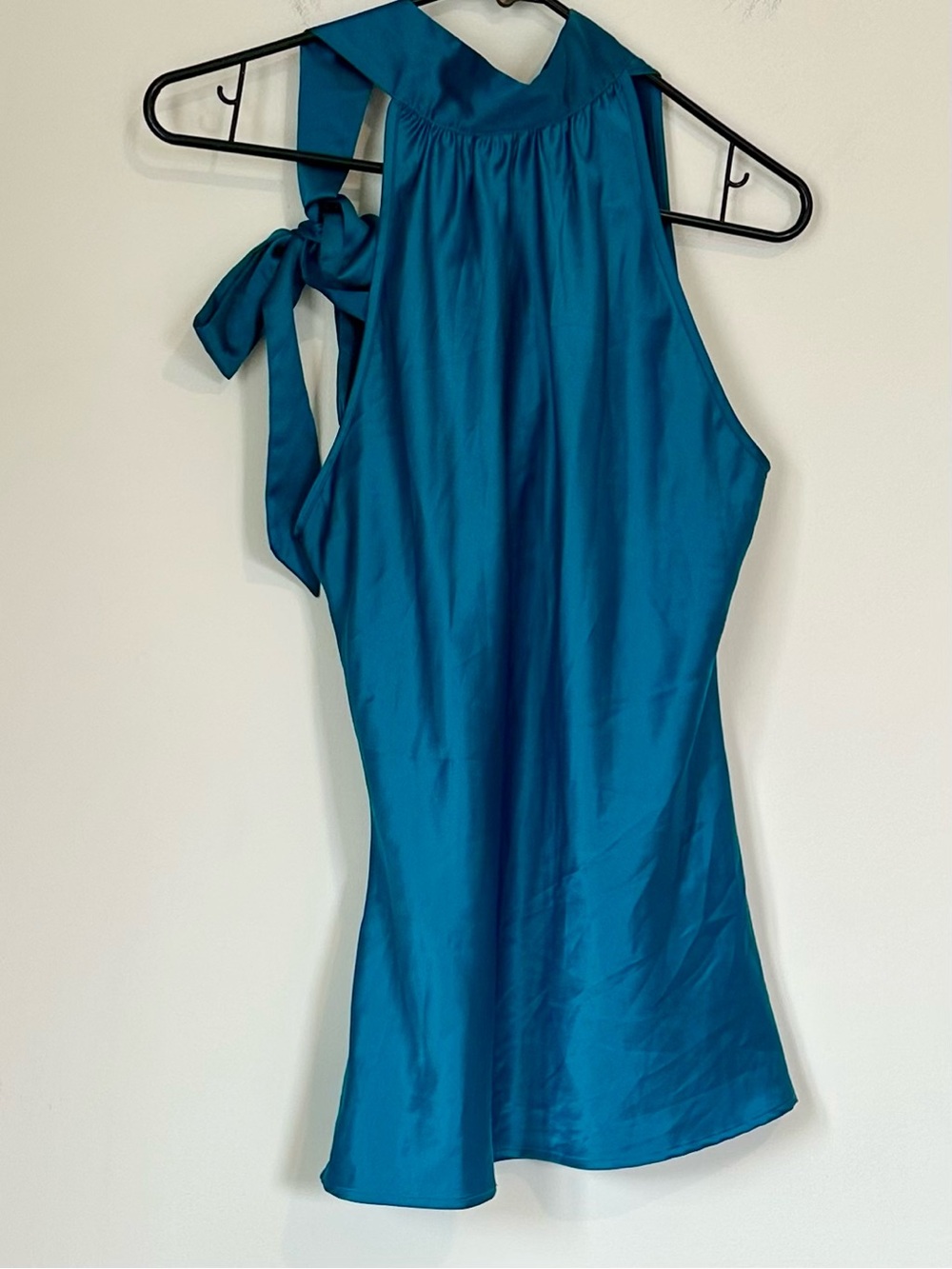Worthington Teal Sleeveless Top with Halter Bow Tie at Neck - Size: 6 - Picture 6 of 6
